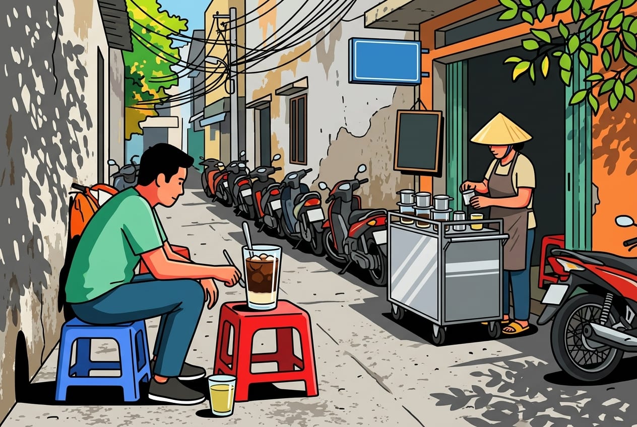 Why is your coffee sitting on a tiny plastic chair?